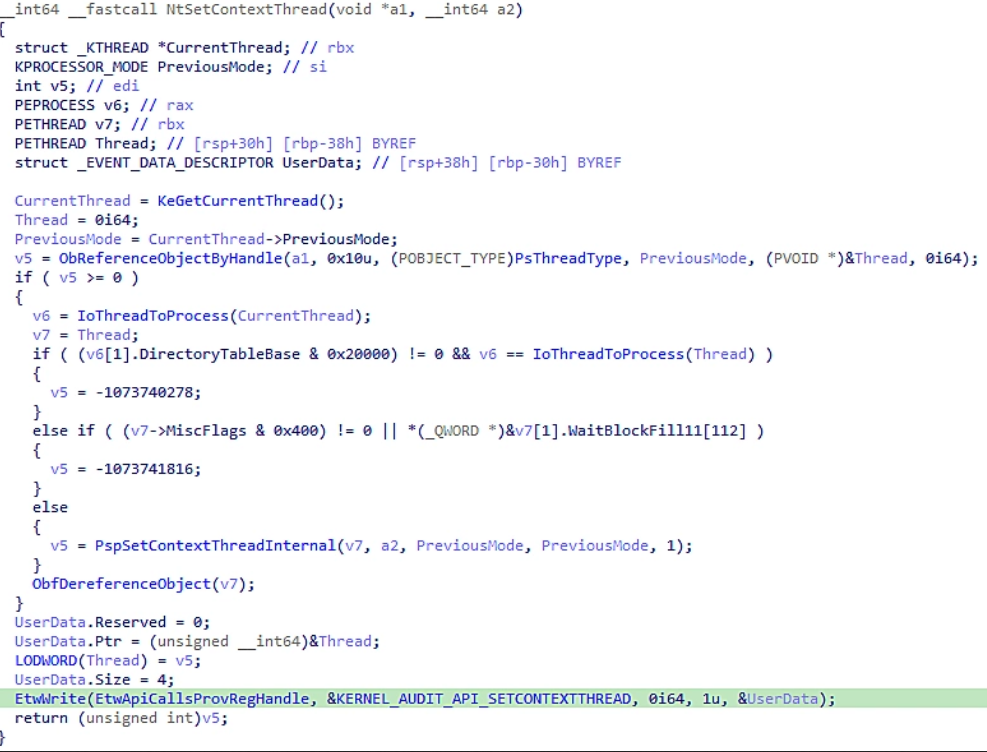 ETW Write in NtSetContextThread